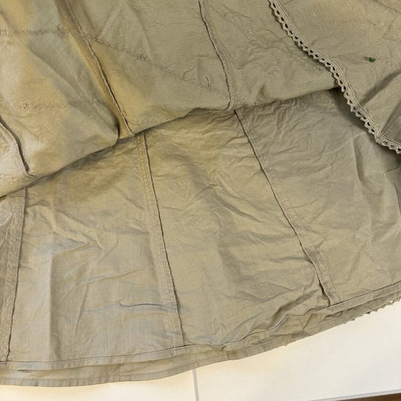 Preowned Sigrid Olsen Tan with Sequins A Line Linen Blend Womens Skirt Size 6 - Picture 2 of 7